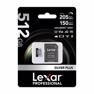 Lexar High-Performance Silver Plus microSDXC -muistikortti 512 GB + sovitin