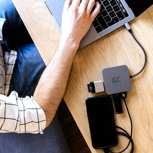 Green Cell AK61 kannettavan tietokoneen telakka/porttilaajennin USB 3.2 Gen 1 (3.1 Gen 1) Type-C hopea