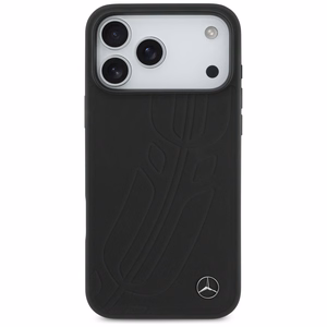 Mercedes Nahkainen Large Laurel Leave MagSafe Suojakuori iPhone 17 Pro Max:lle - musta