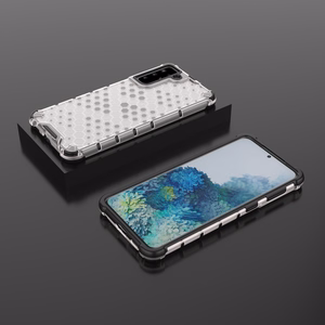 Honeycomb tapauksessa panssaroitu kansi geelirunko Samsung Galaxy S22 + (S22 Plus) läpinäkyvästä