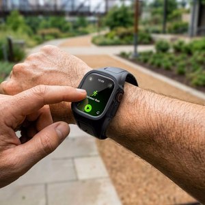 Spigen Liquid Air Pro -suojakuori rannekkeella ja 9H-panssarilasi Apple Watch Ultra 49 mm -mallille, mustat