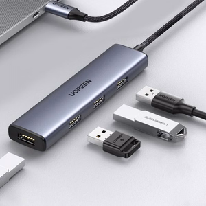 Adapter Ugreen "2-in-1" Silver (Input: Type-C / Ouput: 4-USB)