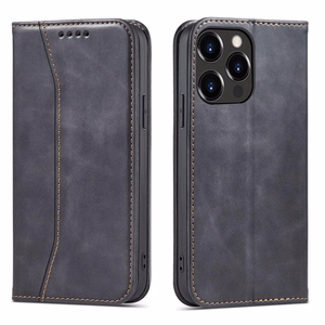 Magneetti Fancy Case Kotelo iPhone 13 Pro Max pussi lompakko kortinhaltija Musta
