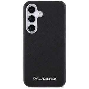 Karl Lagerfeld Saffiano Full Wrapped Elongated Metal Logo MagSafe Suojakuori Samsung Galaxy S25+:lle - musta