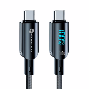 Kaapeli USB C - USB C Forcell F-Energy QC4.0 PD 5A 100W Digital 1,2 m C277 musta