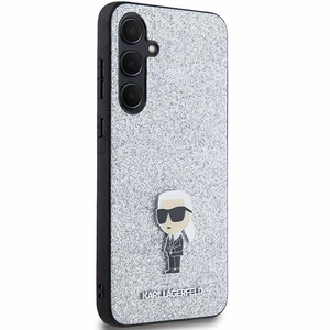 Karl Lagerfeld Fixed Glitter Ikonik Logo Metal Pin Suojakuori Samsung Galaxy A35:lle - hopeinen