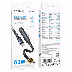 Musta Borofone BX126 Skillful USB-C–USB-C-kaapeli, PD 60 W, 1 m