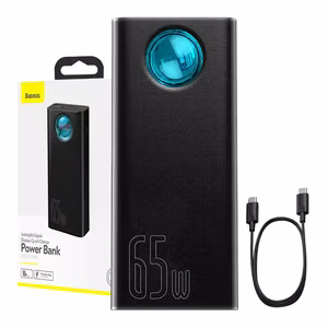 Baseus Amblight varavirtalähde 30000mAh, 4xUSB, USB-C, 65W (musta)
