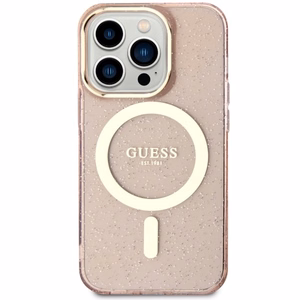 Guess GUHMP14LHCMCGP kovakotelo iPhone 14 Pro 6.1" vaaleanpunainen/vaaleanpunainen Glitter Gold MagSafe