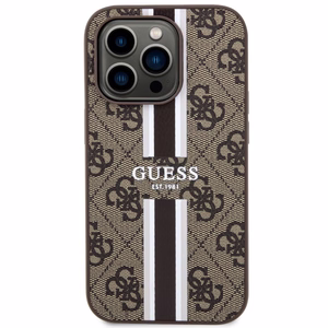 Guess GUHMP14LP4RPSW iPhone 14 Pro 6.1 ruskea/ruskea suojakuori 4G Printed Stripes MagSafe