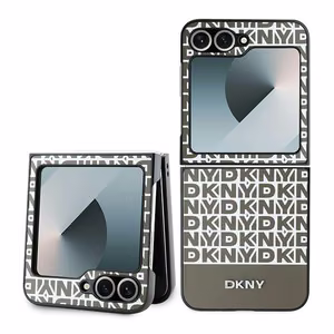DKNY Repeat Pattern Bottom Stripe Suojakuori Samsung Galaxy Z Flip 6:lle - Ruskea