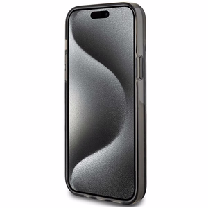 Guess Liquid Glitter Gold Stripes suojakuori iPhone 15 Plus / 14 Plus:lle - musta