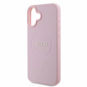 Guess Grained Gold Ring MagSafe Suojakuori iPhone 16 Plus:lle - Vaaleanpunainen