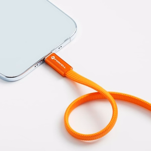 Kaapeli USB-C - USB-C Forcell F-Energy QC4.0 PD 5A 100 W Cafule Flat 1,2 m CCFN23 oranssi