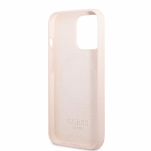 Guess GUHMP13XSPLP iPhone 13 Pro Max 6.7 vaaleanpunainen/vaaleanpunainen kova suojakuori Silicone Logo Plate MagSafe