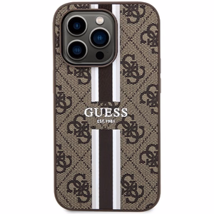 Guess 4G Printed Stripes MagSafe Suojakuori iPhone 15 Pro:lle - ruskea