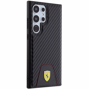 Ferrari Carbon Stitched Bottom suojakuori Samsung Galaxy S24 Ultra:lle - musta