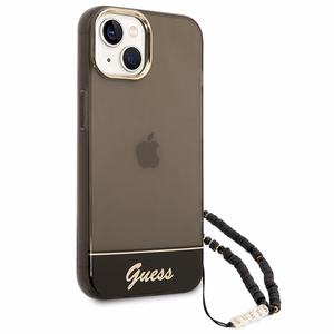 Guess GUHCP14SHGCOHK iPhone 14 6.1 "musta / musta kovakotelo läpikuultava Pearl hihna