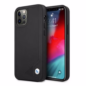 BMW Nahka Deboss kotelo iPhone 12 / iPhone 12 Pro - musta