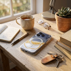 Golden MagSafe-yhteensopiva suojakuori iPhone 13 / 14 -puhelimelle, valkoinen