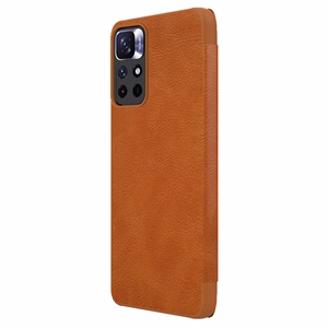 Nillkin Qin Asia Asia Xiaomi Redmi Note 11T 5G / Note 11S 5G / Note 11 5G (Kiina) / Poco M4 Pro 5G Camera Cover Holster Cover Flip Case Brown