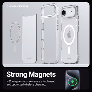 Crong Clear MAG Cover MagSafe suojakuori iPhone 17 -laitteelle, läpinäkyvä