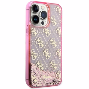 Guess GUHCP14XLC4PSGP iPhone 14 Pro Max 6.7" vaaleanpunainen/vaaleanpunainen hardcase Liquid Glitter 4G Transculent