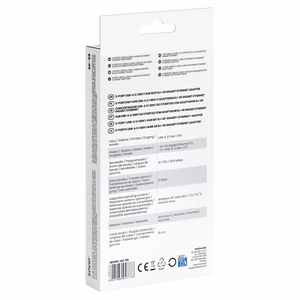 Savio AK-57 USB-A - 3x USB-A -keskitin RJ-45 Gigabit Ethernet -adapterilla, USB 3.2 Gen 1, musta/harmaa