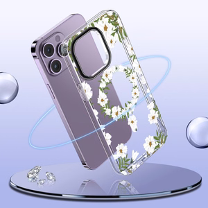 Tech-Protect MagMood MagSafe iPhone 15 Pro Max Suojakuori - Daisies with Leaves
