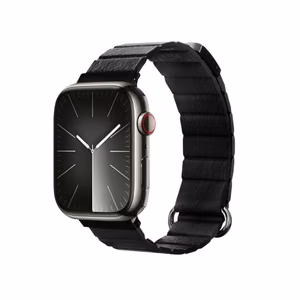 Crong Eclipse magnetic eco-leather strap for Apple Watch 44 / 45 / 46 / 49 mm, black