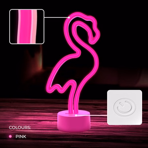 Neon LED jalustalla FLAMINGO vaaleanpunainen USB-C FSC-11 Forever Light