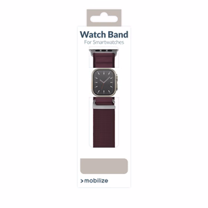 Mobilize nailonkellonranneke - Alpine - titaaniliitin - Apple 38/40/41mm - viininpunainen