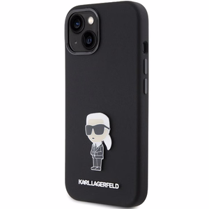 Karl Lagerfeld Silicone Ikonik Metal Pin case for iPhone 15 Plus / 14 Plus - black