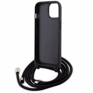 Karl Lagerfeld Crossbody Saffiano Metal Pin Karl & Choupette Suojakuori iPhone 15:lle - musta