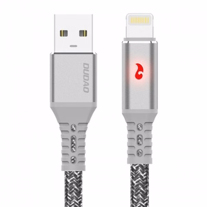 USB-kaapeli Dudao L7xL harmaa Lightning 100cm LED-ilmaisimella (jopa 3A)