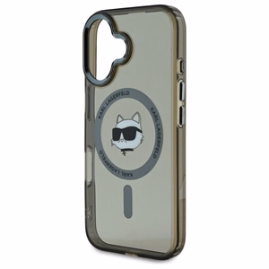 Karl Lagerfeld IML Metal Choupette Head MagSafe iPhone 16 Plus Suojakuori - Musta