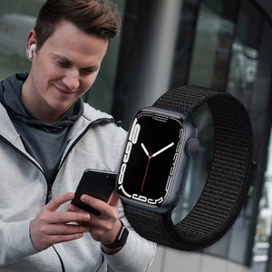 Crong Nylon Reflex Sport strap for Apple Watch 44 / 45 / 46 / 49 mm, black