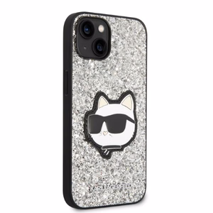 Karl Lagerfeld KLHCP14MG2CPS iPhone 14 Plus 6.7" hopeinen/hopeinen kovakuori Glitter Choupette Patch