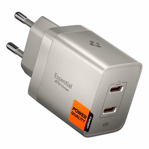 Spigen Essential EE472EU-GAN 2-porttinen 47 W seinälaturi – titaanin värinen