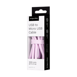 Kruger&Matz Basic USB–microUSB-silikonikaapeli, 1 m, vaaleanpunainen
