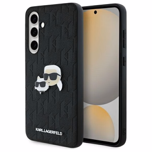Karl Lagerfeld KLHCS24FEPGKLKCPK Samsung S24 FE S721 musta/musta kovakuori Monogram Karl&Chaoupette Head Pin