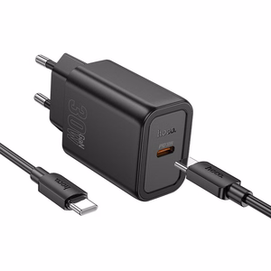 Phone charger Hoco USB C QC PD 30W + cable USB C to USB C N62 black