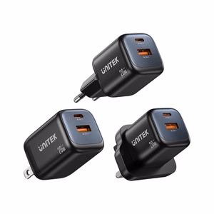 UNITEK 2x GAN 20 W verkkolaturi, musta