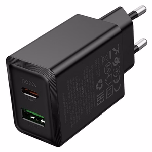 Laturi Hoco N71 (1xUSB-C; 1xUSB 30W) musta