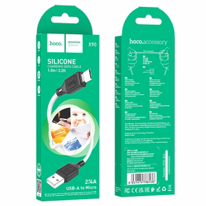 Kaapeli USB A - Micro USB Hoco 2,4A 1 m X90 valkoinen