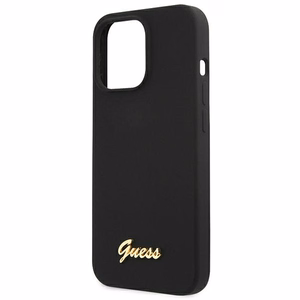 Guess GUHMP13LLSLMGBK iPhone 13 Pro / 13 6.1" black/black hardcase Silicone Script Gold Logo MagSafe