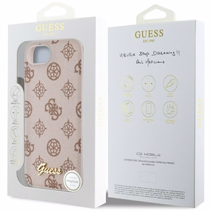 GUESS Peony Script Logo MagSafe Alkuperäinen Suojakuori iPhone 17e/16e:lle - Ruskea