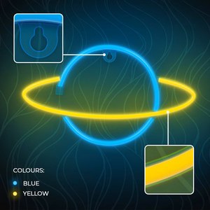 Neon LED-valo SATURN keltainen sininen Bat + USB FLNE11 Forever Light