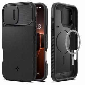 Spigen Optik Armor Mag Suojakuori MagSafe:lla iPhone 16 Pro Max:lle - musta