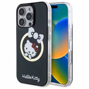Hello Kitty IML Fun Bow Magsafe iPhone 16 Pro Max:lle Suojakuori - Musta